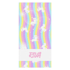 Aperturee - Custom Wave Rainbow Unicorn Beach Towel For Girls