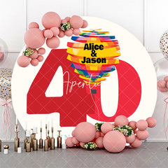 Aperturee Custom White 40 Years Round Anniversary Backdrop