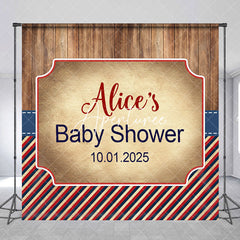 Aperturee - Custom Wood And Stripe Retro Baby Shower Backdrop