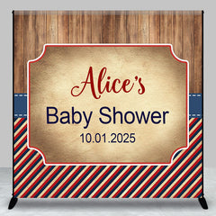 Aperturee - Custom Wood And Stripe Retro Baby Shower Backdrop