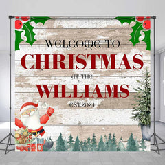 Aperturee - Custom Wooden Board Santa Family Christmas Backdrop