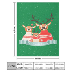 Lofaris Customize Elk Family Snowy Green Blanket With Name