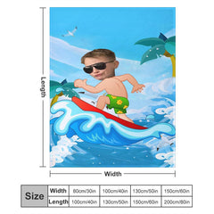 Aperturee - Customized Green Shorts Surfing Boy Waves Blanket