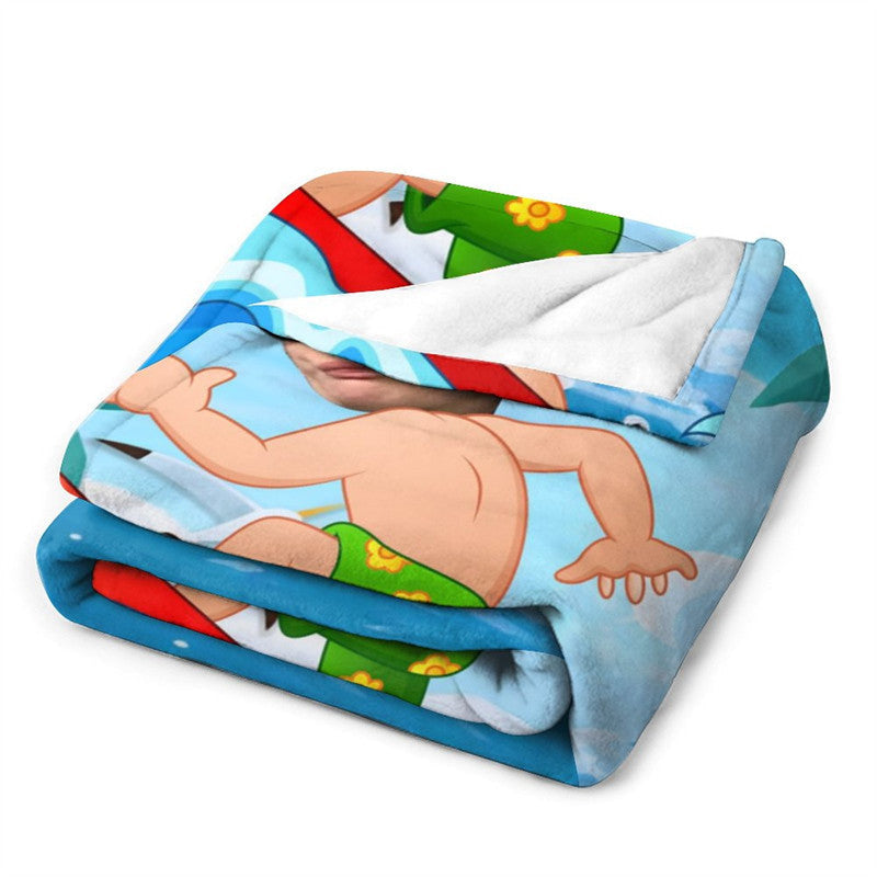 Aperturee - Customized Green Shorts Surfing Boy Waves Blanket