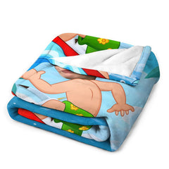 Aperturee - Customized Green Shorts Surfing Boy Waves Blanket