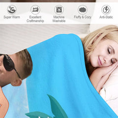 Aperturee - Customized Green Shorts Surfing Boy Waves Blanket