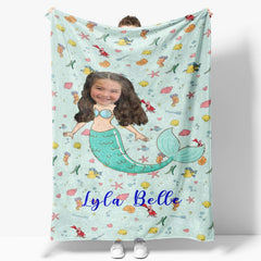 Aperturee - Customized Mermaid Marine Organism Blanket For Girl