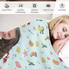 Aperturee - Customized Mermaid Marine Organism Blanket For Girl