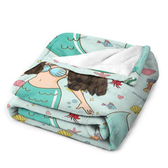 Aperturee - Customized Mermaid Marine Organism Blanket For Girl