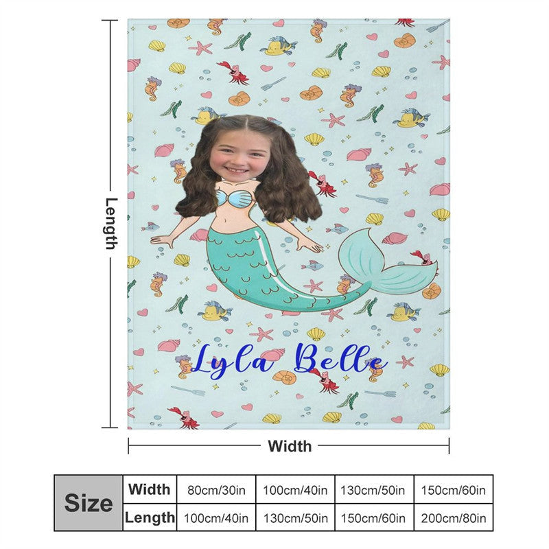 Aperturee - Customized Mermaid Marine Organism Blanket For Girl