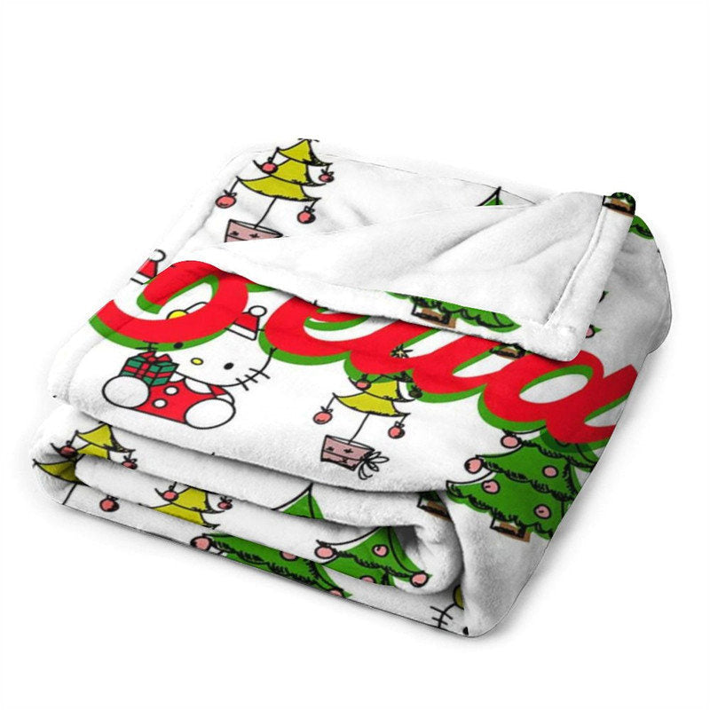 Aperturee - Customized Name Christmas Tree Cats Repeat Blanket