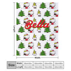 Aperturee - Customized Name Christmas Tree Cats Repeat Blanket