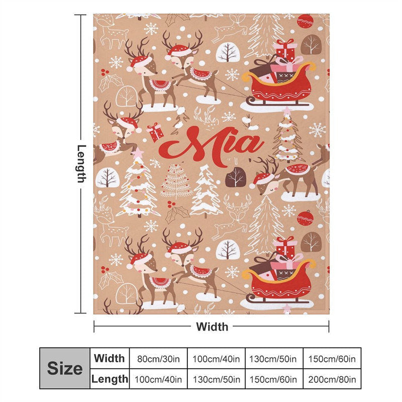 Aperturee - Customized Name Elks Sleigh Tree Christmas Blanket