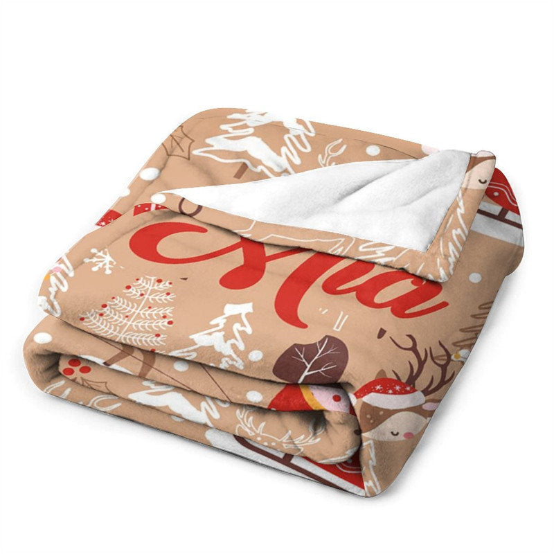 Aperturee - Customized Name Elks Sleigh Tree Christmas Blanket