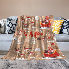 Aperturee - Customized Name Elks Sleigh Tree Christmas Blanket