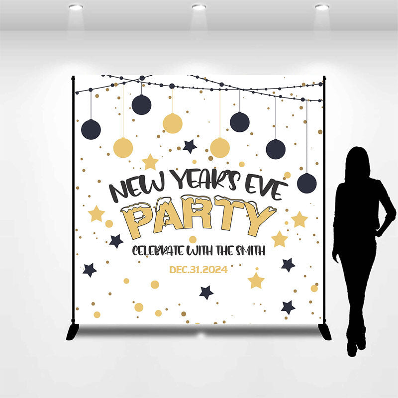 Aperturee - Customized Name Kids Party White New Year Backdrop