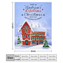 Aperturee - Customized Name Red Castle Snowy Christmas Blanket