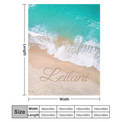 Aperturee - Customized Name Sandbeach Sea Wave Snuggly Blanket