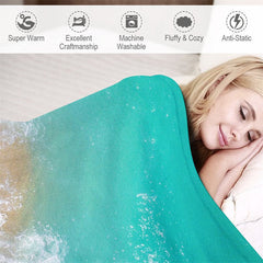 Aperturee - Customized Name Sandbeach Sea Wave Snuggly Blanket