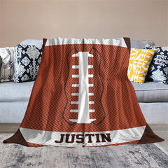 Aperturee - Customized Name Sports Rugby Brown Snuggly Blanket