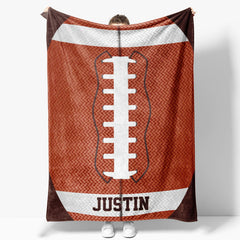 Aperturee - Customized Name Sports Rugby Brown Snuggly Blanket