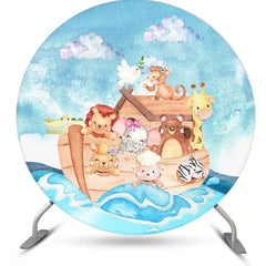 Aperturee - Cute Animals And Sea Round Happy Birthday Backdrop