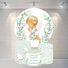 Aperturee Round Cute Baby And Leaves Shower Backdrop For Party