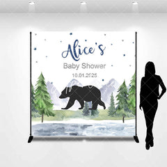 Aperturee - Cute Bear Forest Custom Baby Shower Party Backdrop