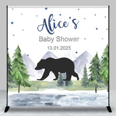 Aperturee - Cute Bear Forest Custom Baby Shower Party Backdrop