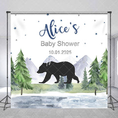 Aperturee - Cute Bear Forest Custom Baby Shower Party Backdrop