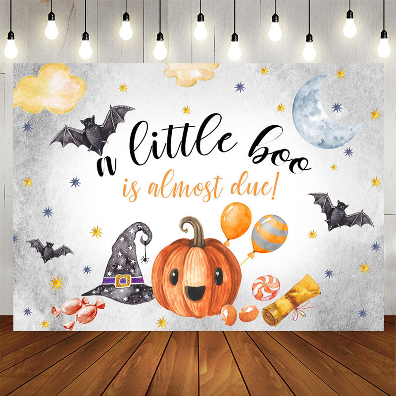 Aperturee - Cute Boo Is Almost Due Halloween Baby Shower Backdrop