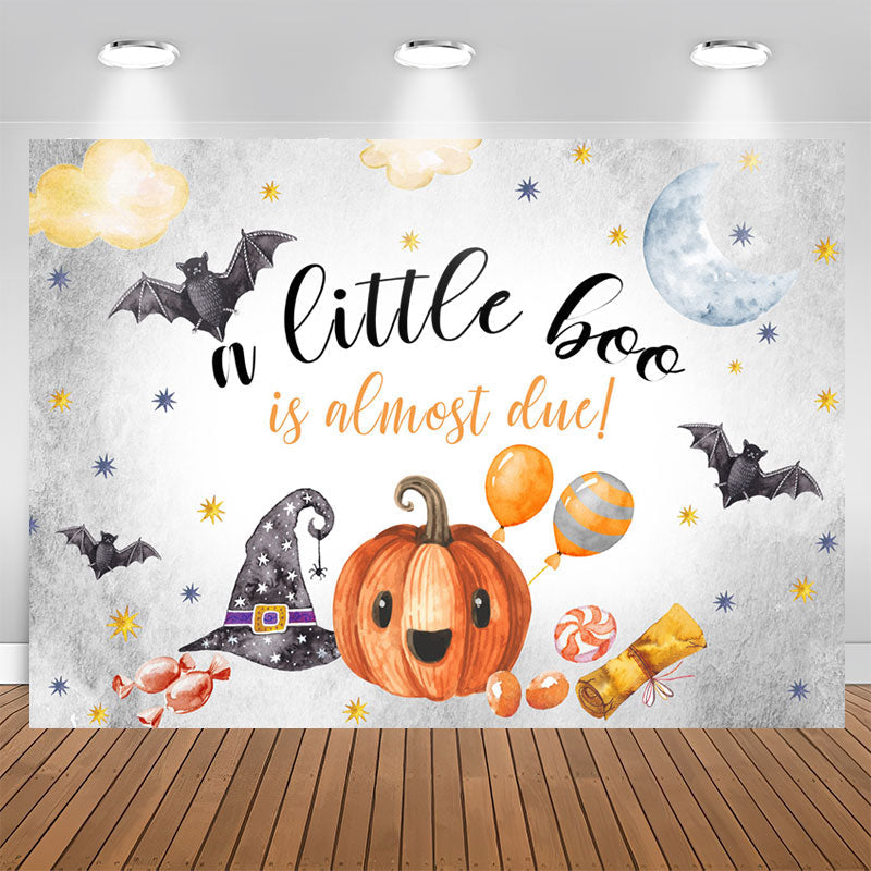 Aperturee - Cute Boo Is Almost Due Halloween Baby Shower Backdrop