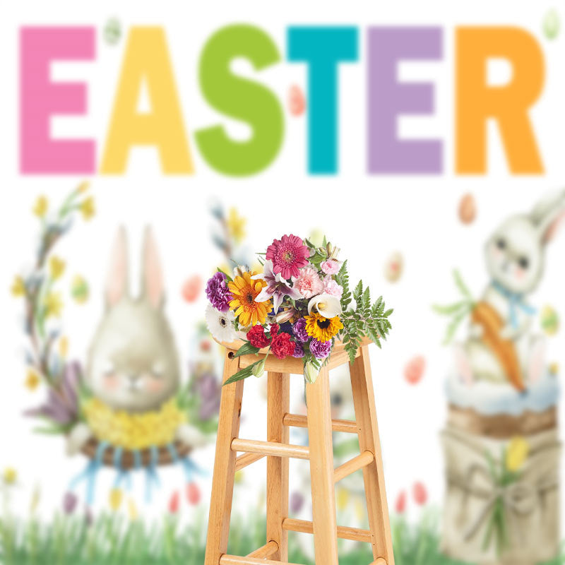 Aperturee - Cute Bunny Spring Grass Photography Easter Backdrop