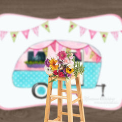 Aperturee - Cute Camper Car Wood Backdrops For Photography