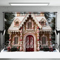 Aperturee - Cute Candy House Christmas Backdrop For Photo Shoot