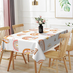 Aperturee - Cute Cartoon Yellow Rainbow Rectangle Tablecloth