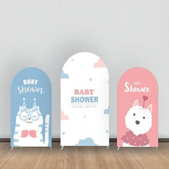 Aperturee - Cute Cat Dog Pink Blue Baby Shower Arch Backdrop Kit