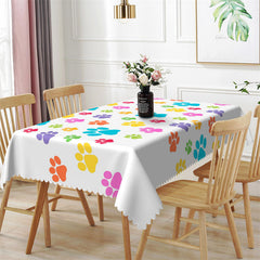 Aperturee - Cute Colorful Cartoon Dog Paw Rectangle Tablecloth