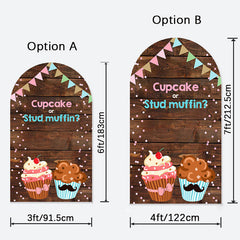 Aperturee - Cute Cupcake Wooden Flags Baby Shower Arch Backdrop