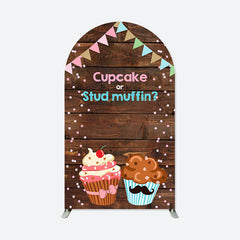 Aperturee - Cute Cupcake Wooden Flags Baby Shower Arch Backdrop