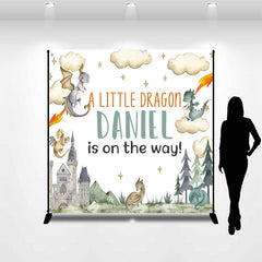 Aperturee - Cute Dragons Castle Tree Custom Baby Shower Backdrop