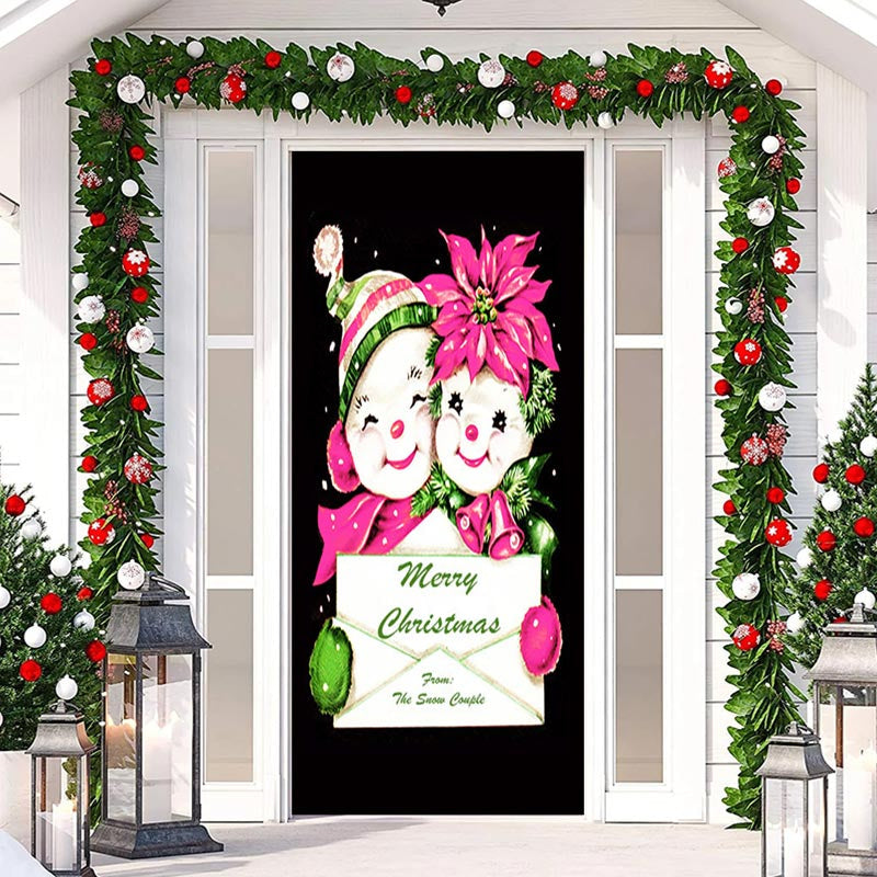 Aperturee - Cute Floral Baby Black Merry Christmas Door Cover