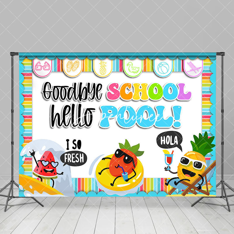 Aperturee - Cute Fruit Goodbye School Hello Pool Party Backdrop