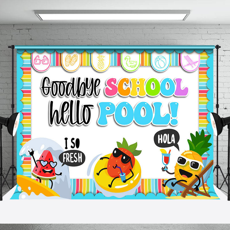 Aperturee - Cute Fruit Goodbye School Hello Pool Party Backdrop