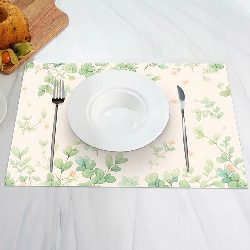 Aperturee - Cute Green Leaves Faded Spring Set Of 4 Placemats