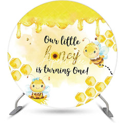 Aperturee - Cute Honey Bee Honeycomb Round 1st Birthday Backdrop