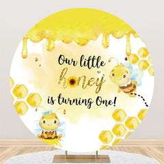 Aperturee - Cute Honey Bee Honeycomb Round 1st Birthday Backdrop