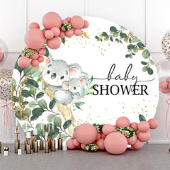 Aperturee - Cute Koala Green Leaves Round Baby Shower Backdrop