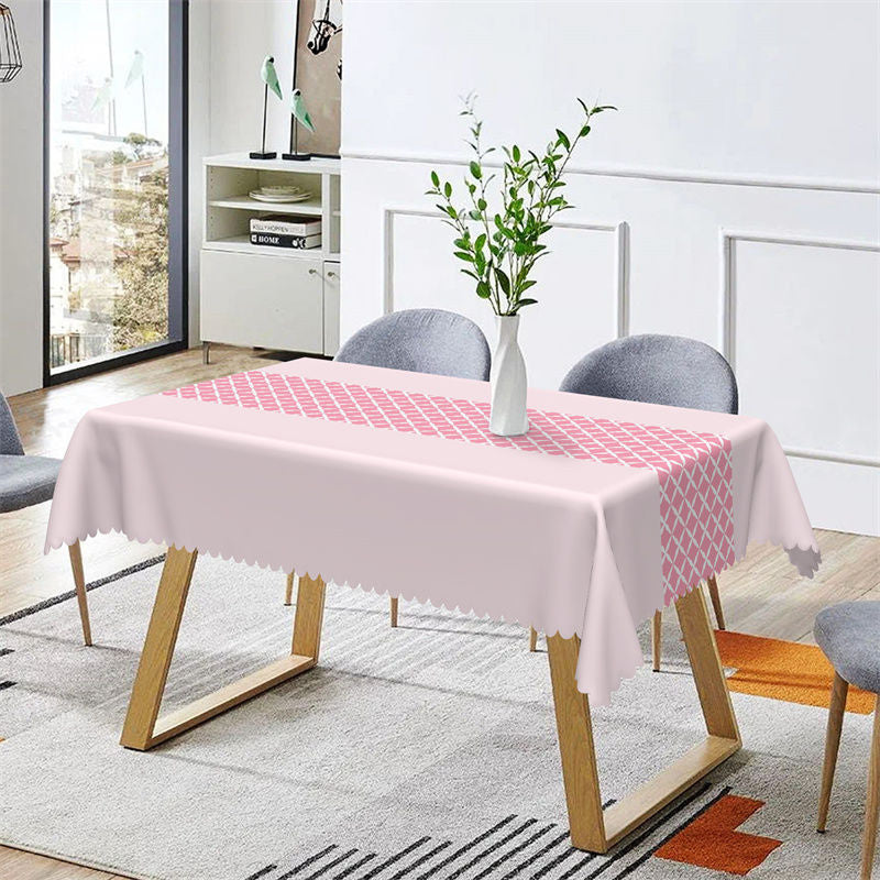 Aperturee - Cute Light Pink Argyle Pattern Rectangle Tablecloth