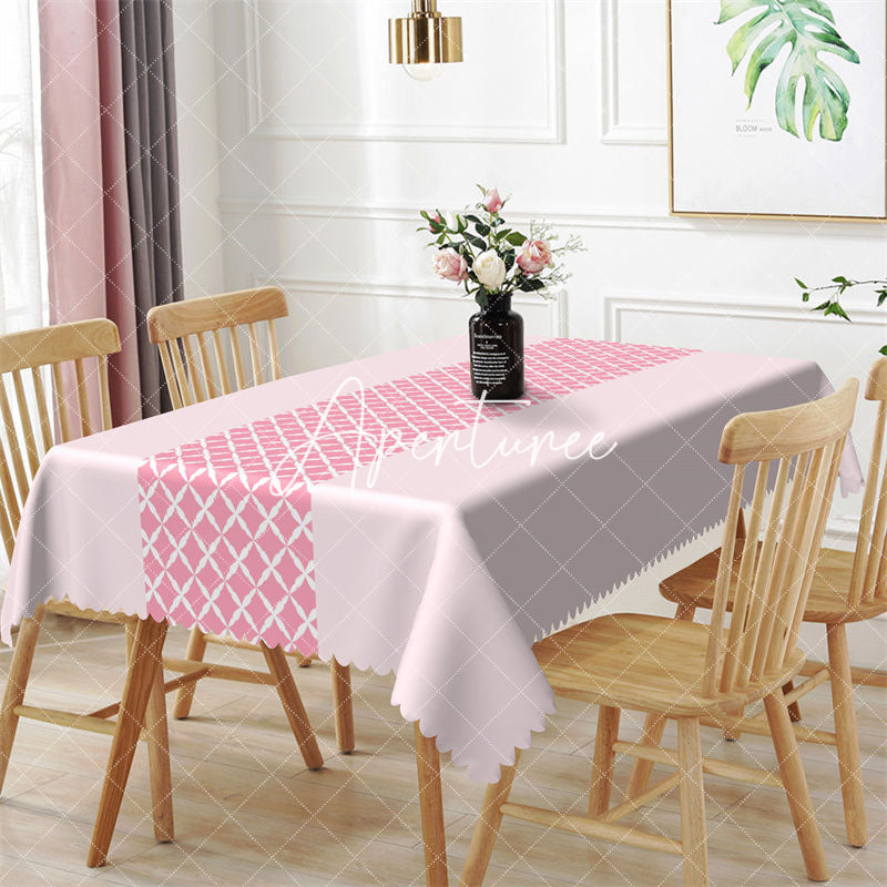 Aperturee - Cute Light Pink Argyle Pattern Rectangle Tablecloth